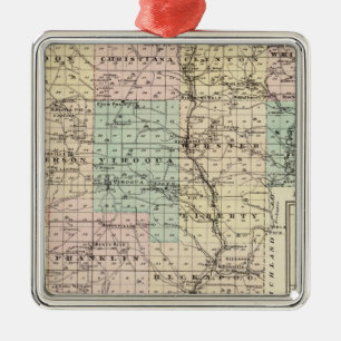 Map of Vernon County, Arcadia and Viroqua Metal Ornament