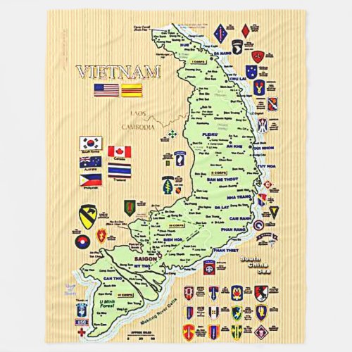MAP of VIETNAM by DIVISIONS Fleece Blanket