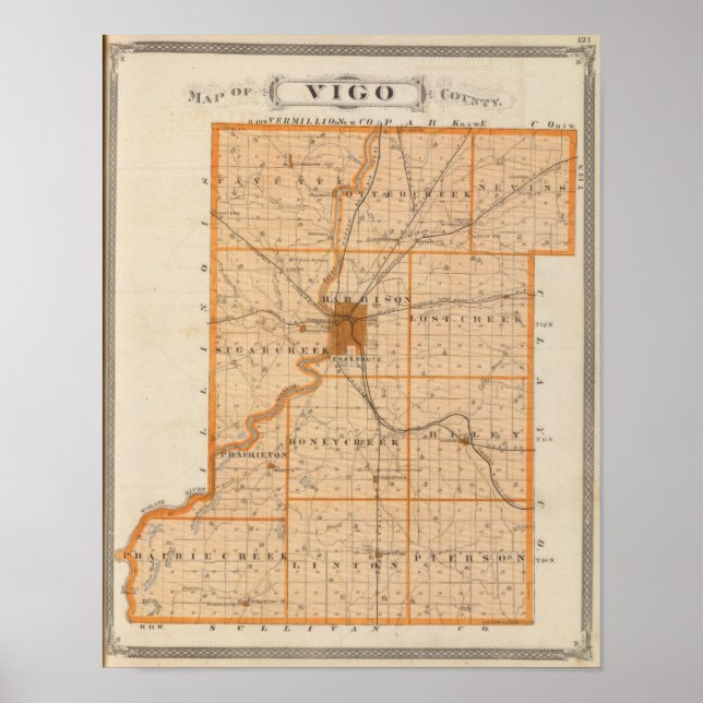 Map of Vigo County Poster (Front)