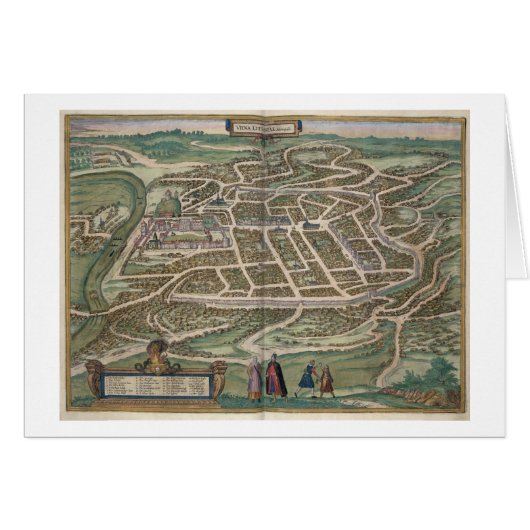 Map of Vilnius, Lithuania, from 'Civitates Orbis T Cards (Front Horizontal)