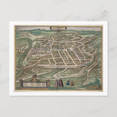 Map of Vilnius Lithuania from Civitates Orbis T Postcard