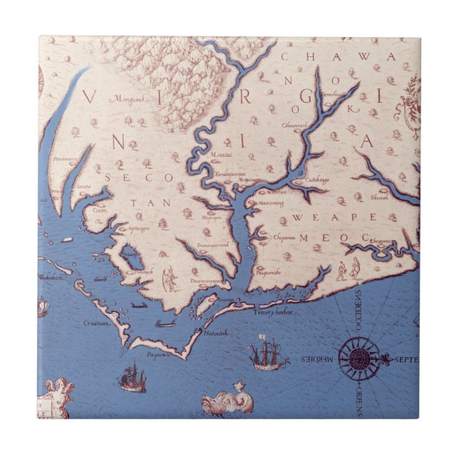 Map of Virginia Ceramic Tile (Front)