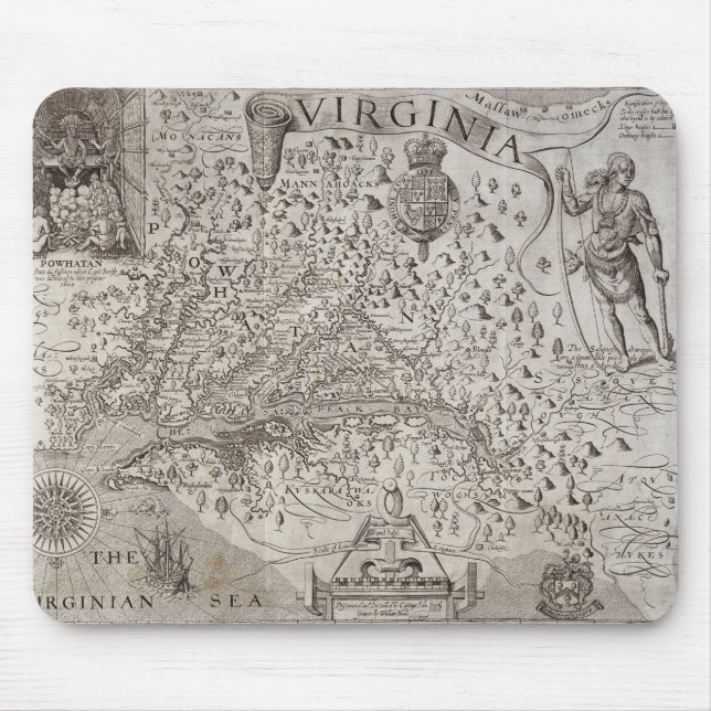 Map of Virginia, discovered and described by Capta Mouse Pad (Front)