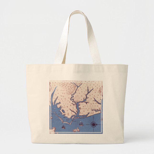 Map of Virginia Large Tote Bag (Front)
