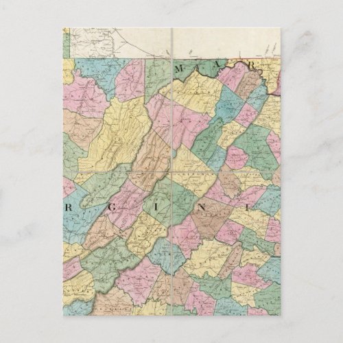 Map of Virginia Maryland and Delaware Postcard