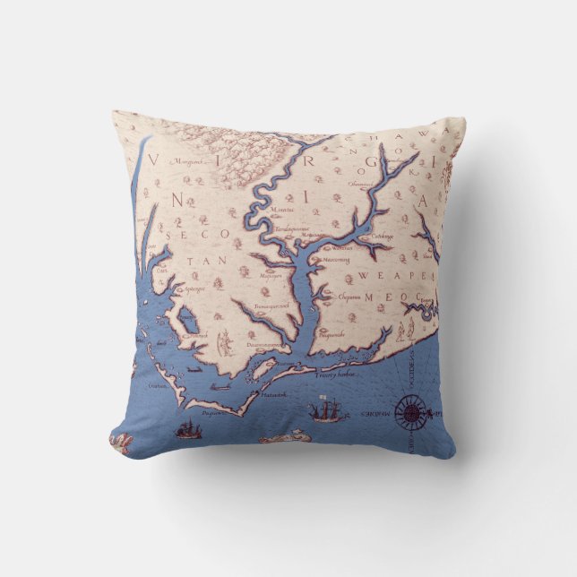 Map of Virginia Throw Pillow (Front)