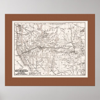 Map of W. States &Trans Pacific RR,1867- Br Mat Poster