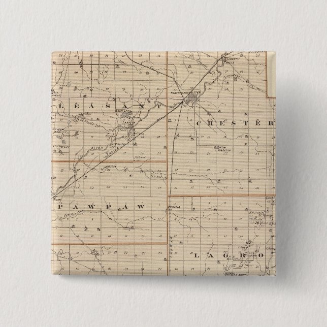 Map of Wabash County Pinback Button (Front)