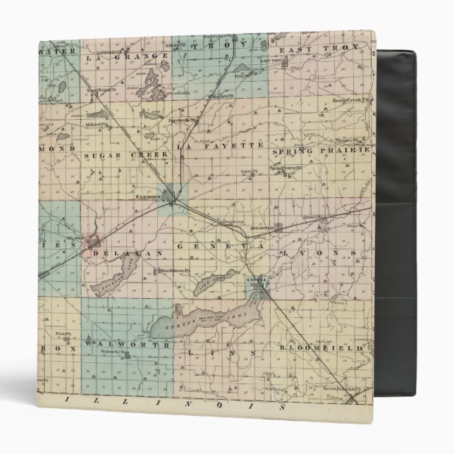 Map of Walworth County, State of Wisconsin 3 Ring Binder (Front/Inside)