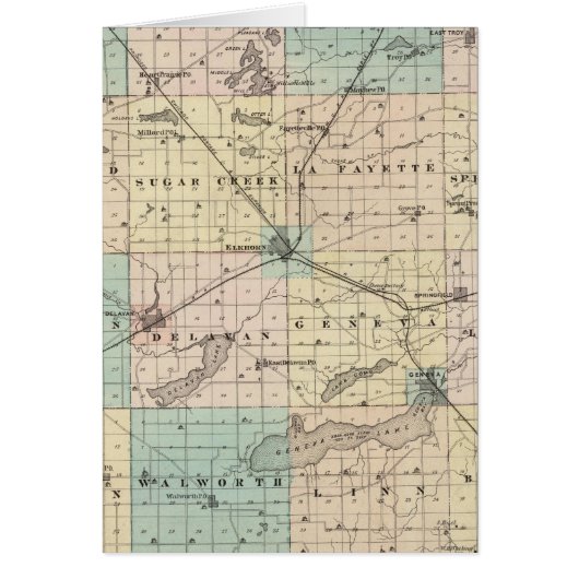 Map of Walworth County, State of Wisconsin Cards (Front)