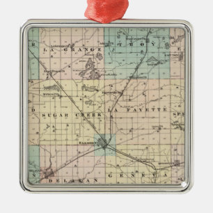 Map of Walworth County, State of Wisconsin Metal Ornament