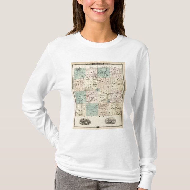Map of Walworth County, State of Wisconsin T-Shirt (Front)