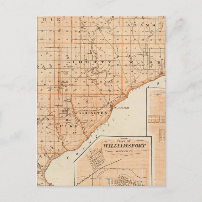Map of Warren County with Plan of West Lebanon Postcard (Front)