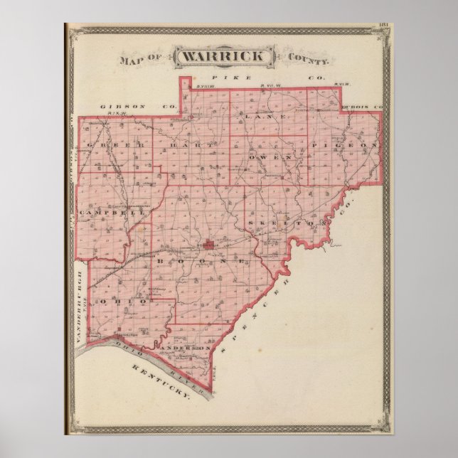 Map of Warrick County Poster (Front)