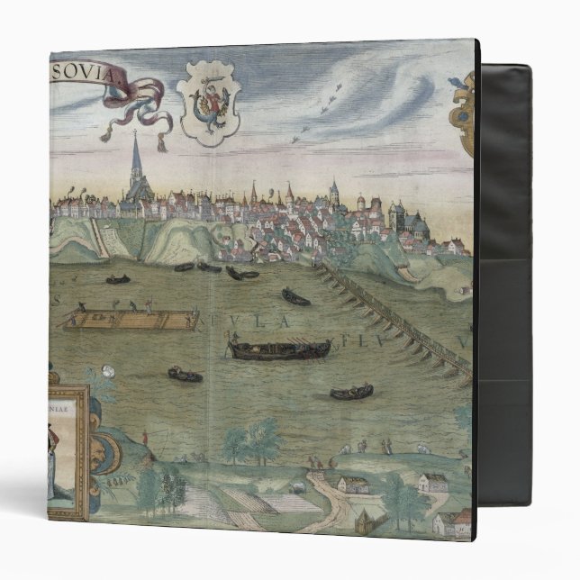 Map of Warsaw, from 'Civitates Orbis Terrarum' by Binder (Front/Inside)