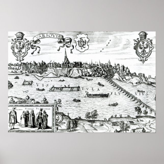 Map of Warsaw, from 'Civitates Orbis Terrarum' by Poster (Front)