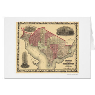 Map of Washington DC and Georgetown 1862 Cards