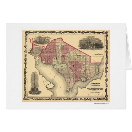 Map of Washington DC and Georgetown 1862 Cards (Front Horizontal)