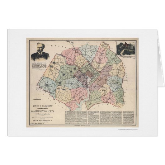 Map of Washington DC Suburbs by Clements 1891 Cards (Front Horizontal)