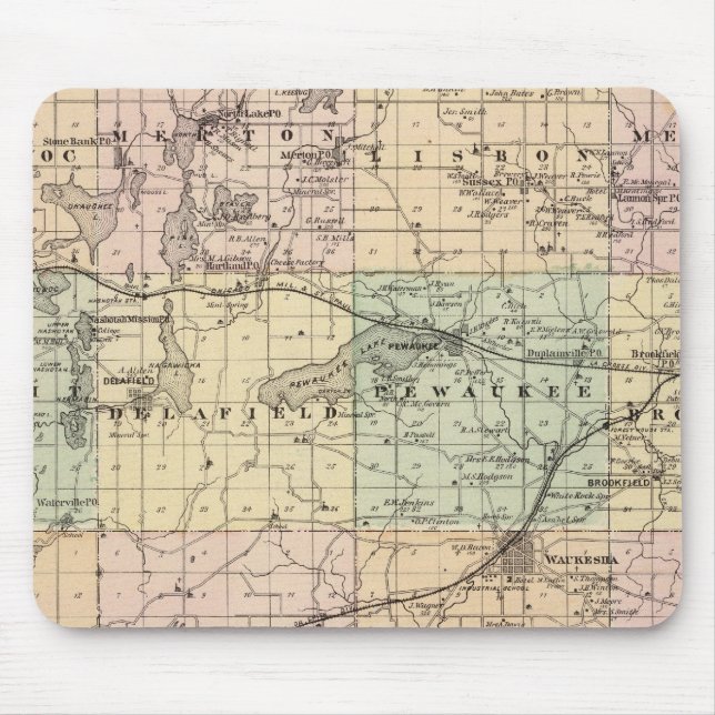 Map of Waukesha County, State of Wisconsin Mouse Pad (Front)
