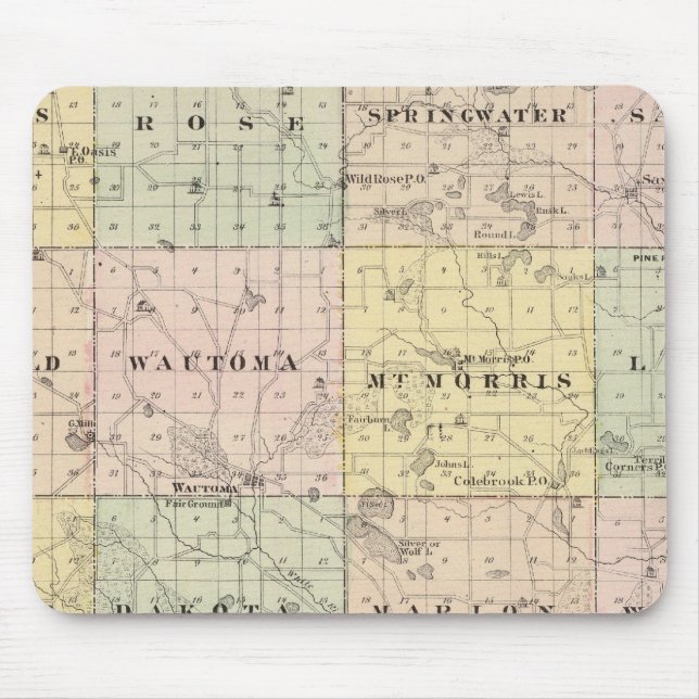 Map of Waushara County, Necedah and Wautoma Mouse Pad (Front)