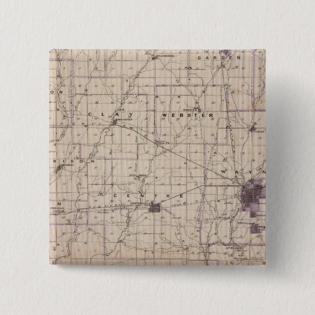 Map of Wayne County 2 Button (Front)