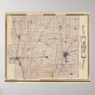 Map of Wayne County 2 Poster