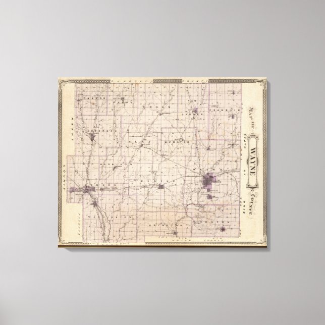 Map of Wayne County Canvas Print (Front)