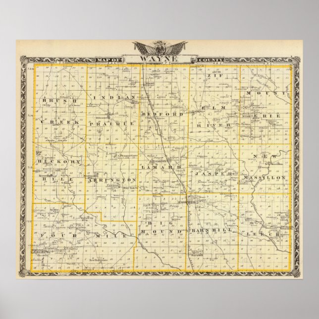 Map of Wayne County Poster (Front)