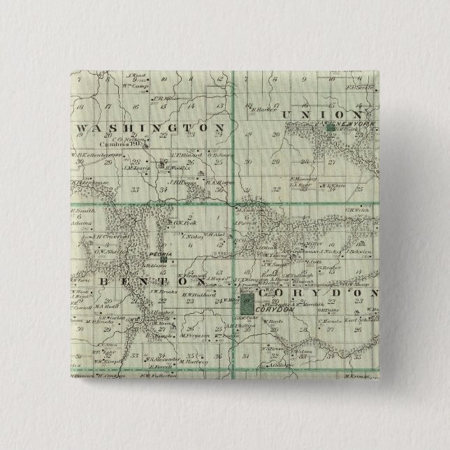 Map of Wayne County, State of Iowa Button (Front)