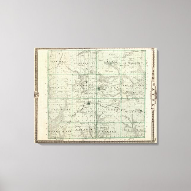 Map of Wayne County, State of Iowa Canvas Print (Front)