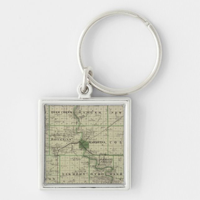 Map of Webster County, State of Iowa Keychain (Front)