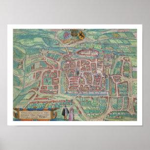 Map of Weimar, from 'Civitates Orbis Terrarum' by Poster