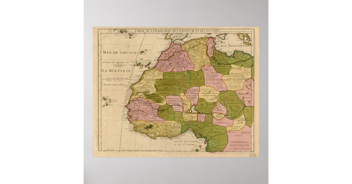 Map of West Africa (c 1718) Poster | Zazzle