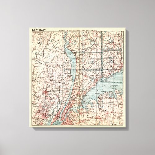 Map of Westchester County New York Canvas Print