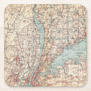 Map of Westchester County, New York Square Paper Coaster
