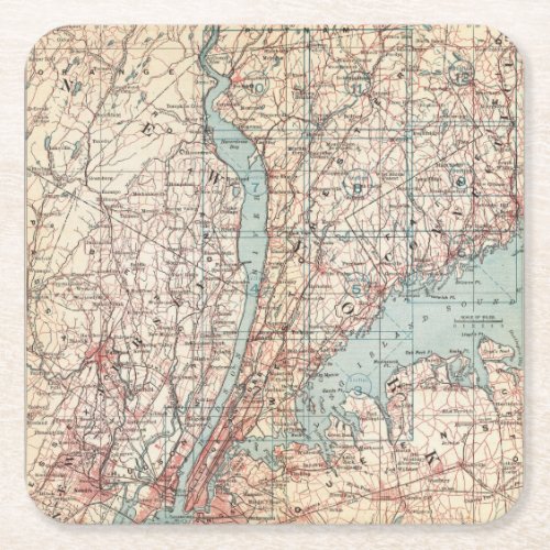 Map of Westchester County New York Square Paper Coaster
