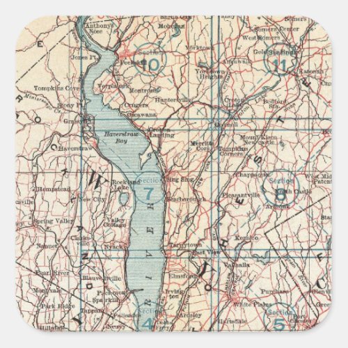 Map of Westchester County New York Square Sticker