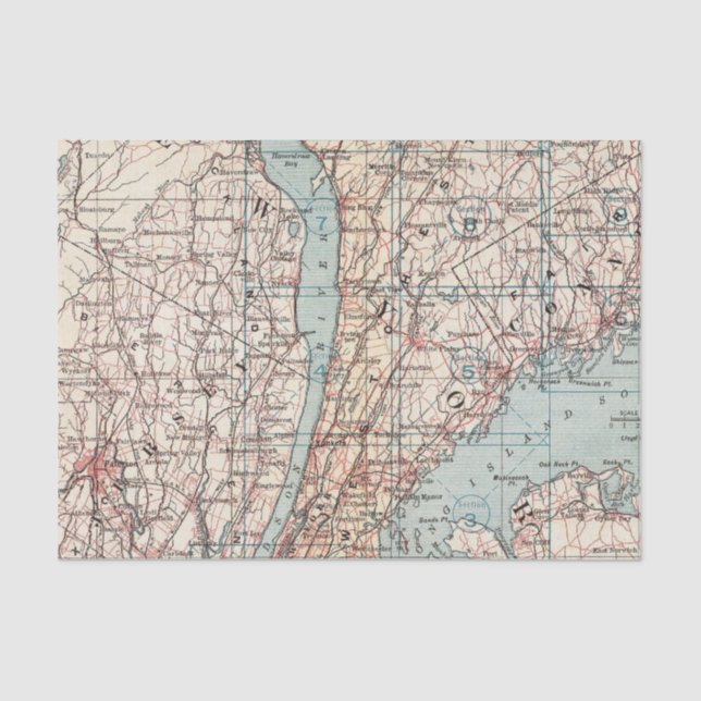 Map of Westchester County, New York Tissue Paper (Front)
