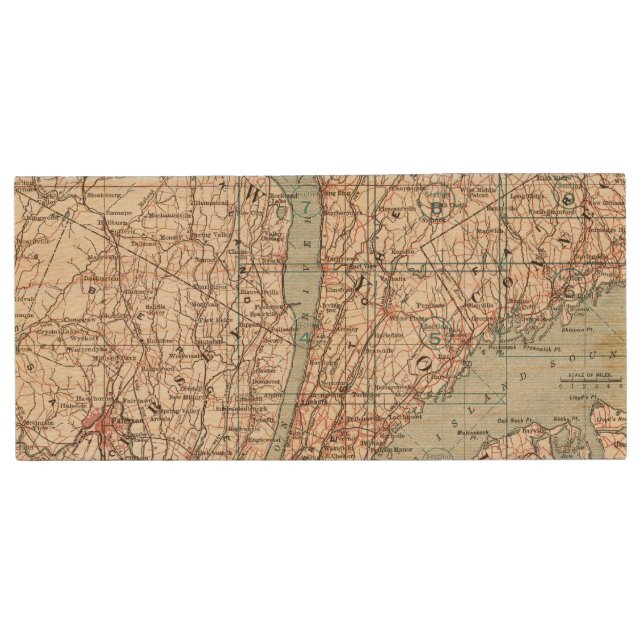 Map of Westchester County, New York Wood Flash Drive (Front)