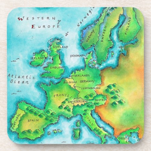 Map of Western Europe Coaster