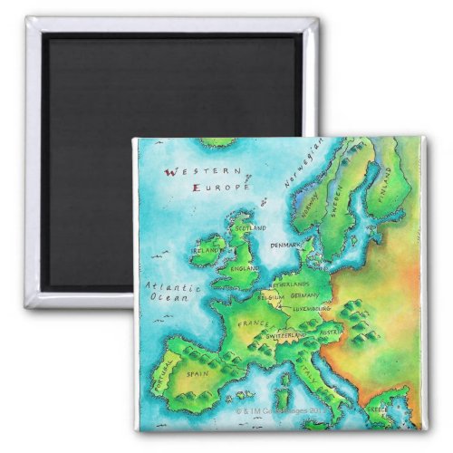 Map of Western Europe Magnet