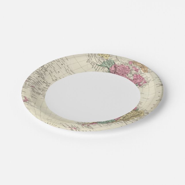 Map of Western Hemisphere Paper Plates (Angled)