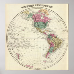 Map of Western Hemisphere Poster