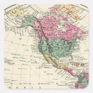 Map of Western Hemisphere Square Sticker
