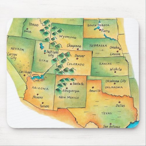 Map of Western United States Mouse Pad