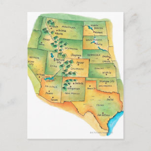 Map of Western United States Postcard