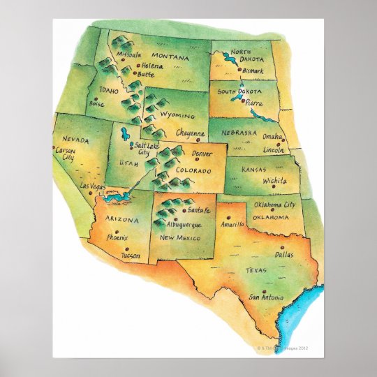 map of western united states poster zazzlecom