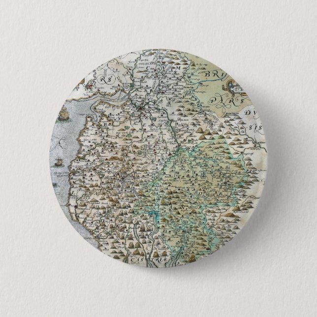 Map of Westmorland and Cumberland | 1576 Button (Front)