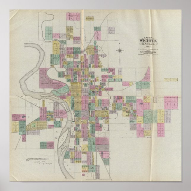Map of Wichita, Kansas Poster (Front)
